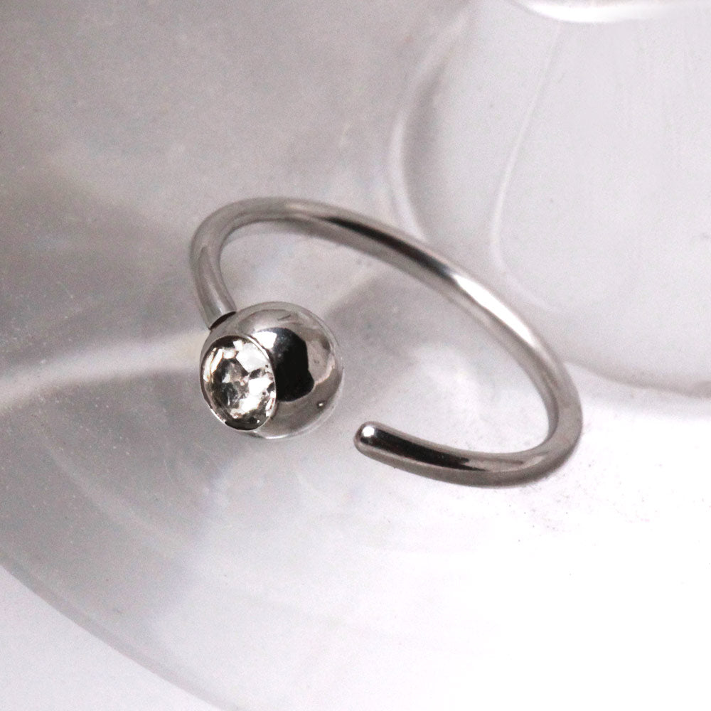 316L Stainless Steel CZ Ball Nose Hoop Ring