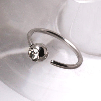 316L Stainless Steel CZ Ball Nose Hoop Ring