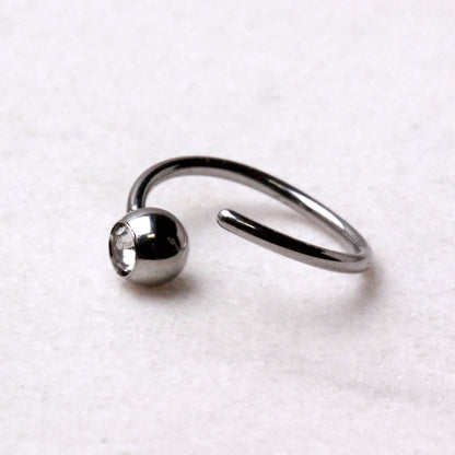 316L Stainless Steel CZ Ball Nose Hoop Ring