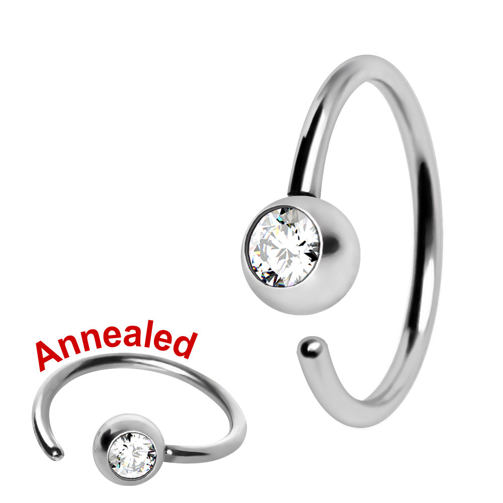 316L Stainless Steel CZ Ball Nose Hoop Ring