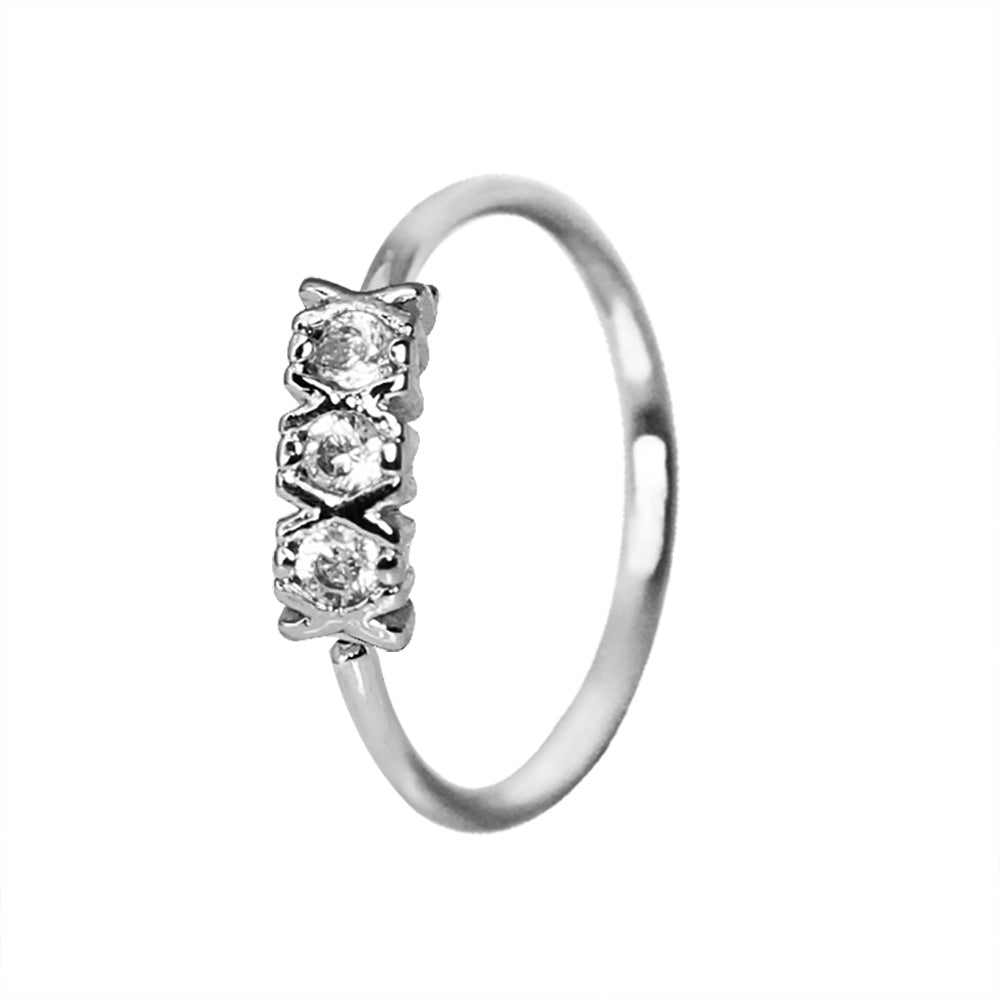 316L Stainless Steel Synthetic Triple CZ Cartilage Earring / Nose Hoop Ring