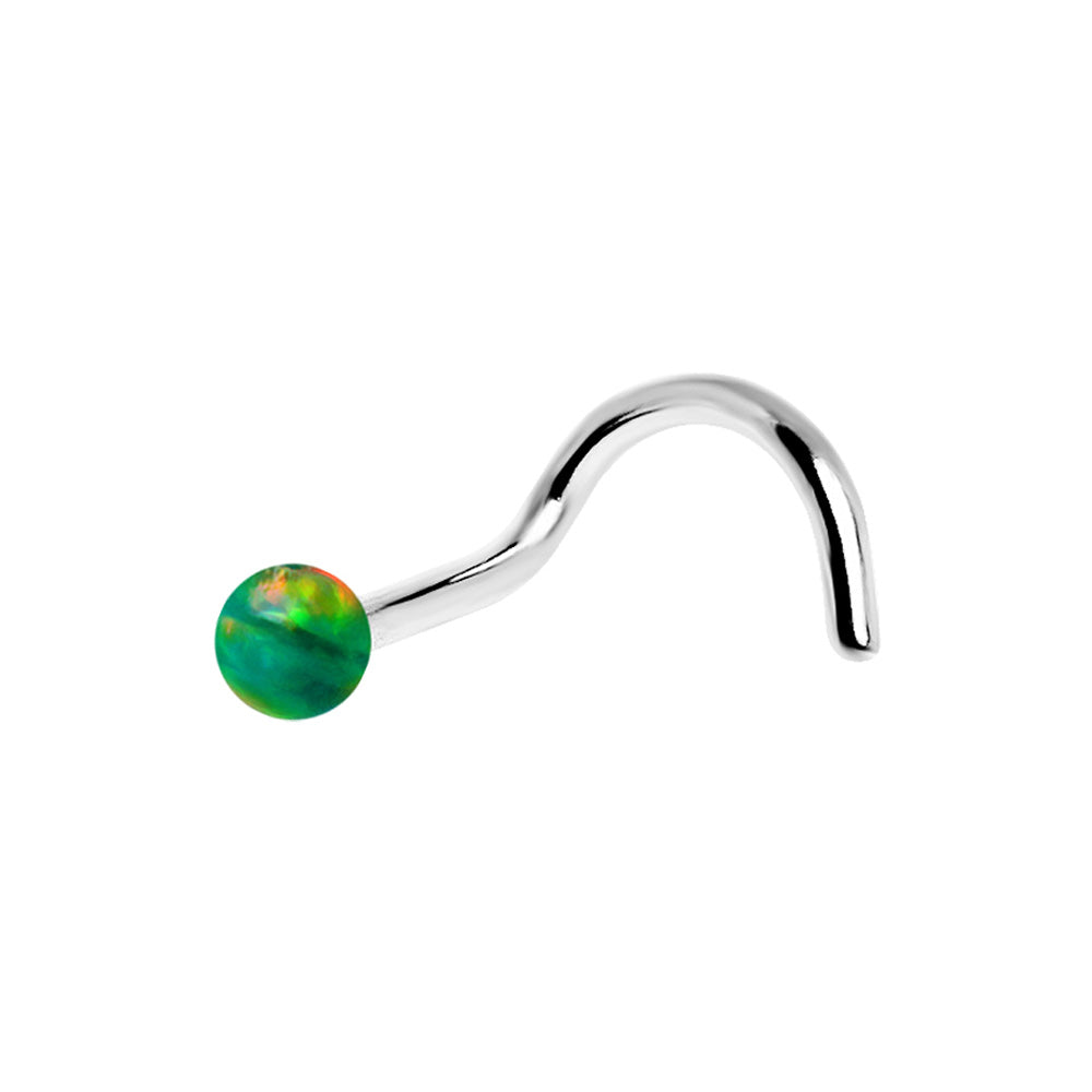 316L Stainless Steel Opal Screw Nose Ring - Skin Metals