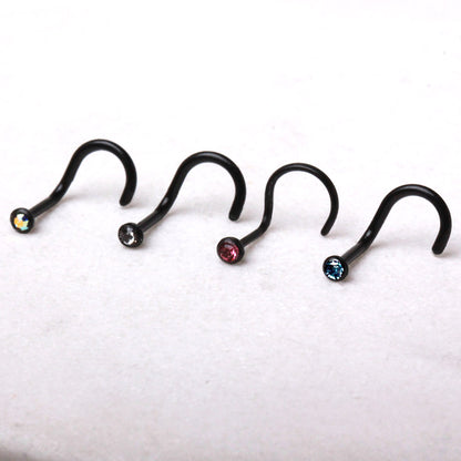 Bio Flex Screw Nose Ring with One Gem - Skin Metals