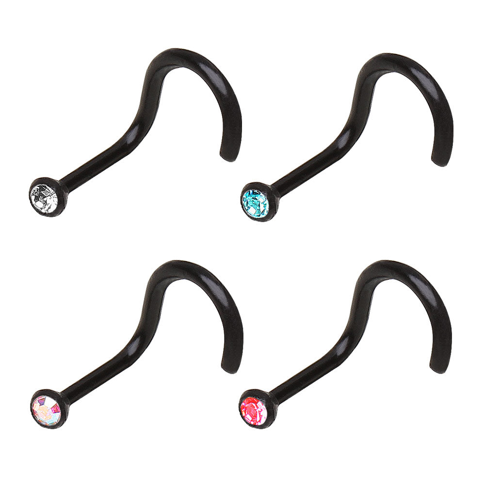 Bio Flex Screw Nose Ring with One Gem - Skin Metals