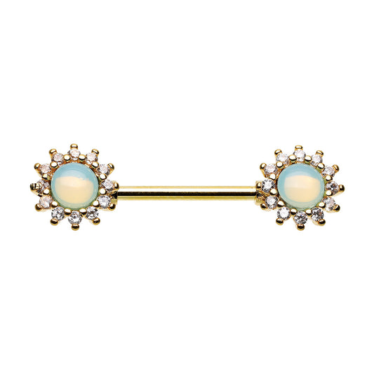 Golden Vintage Pacific Opal Burst Nipple Barbell Ring Nipple Barbell Skin Metals