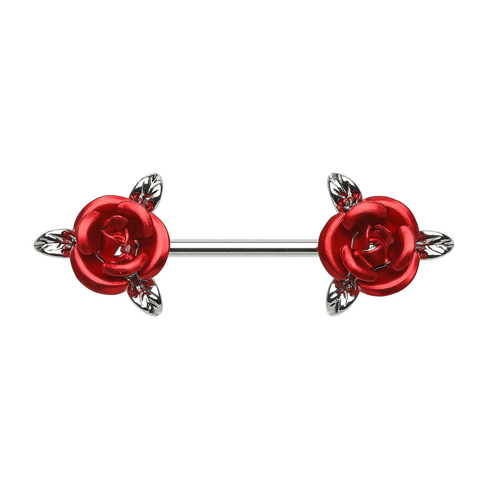 Classic Blooming Roses Nipple Barbell Ring Nipple Barbell Skin Metals