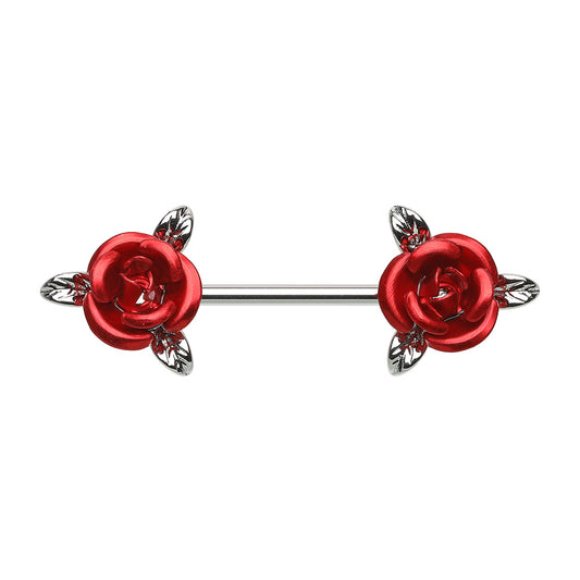 Classic Blooming Roses Nipple Barbell Ring Nipple Barbell Skin Metals