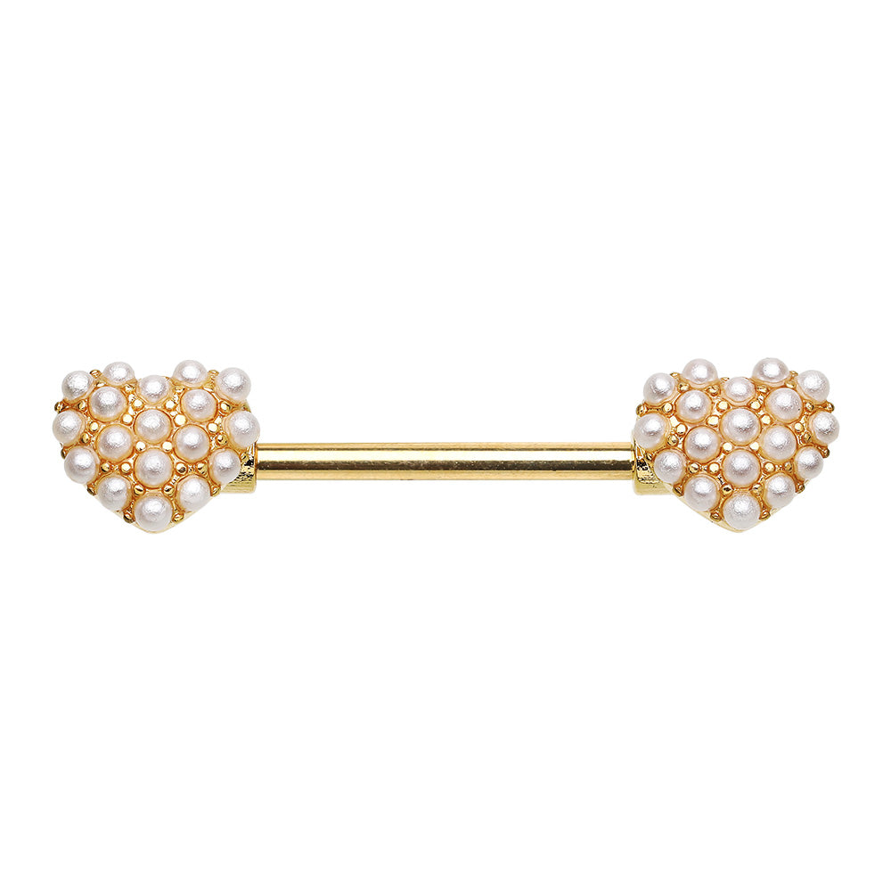 Golden Dainty Pearl Heart Nipple Barbell Ring Nipple Barbell Skin Metals