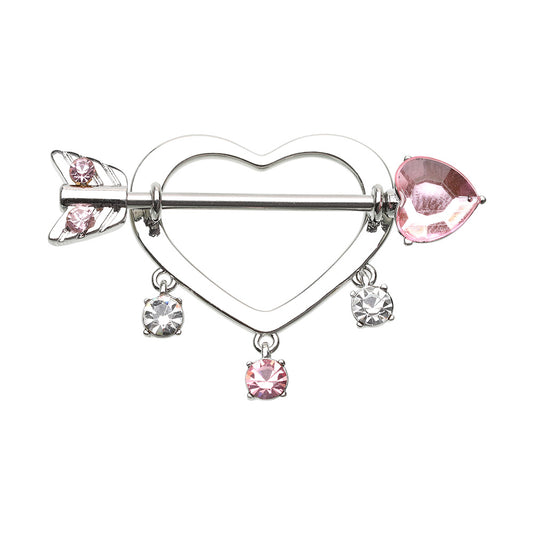 Cupid's Arrow Through my Heart Dangle Nipple Shield Ring Nipple Ring Skin Metals