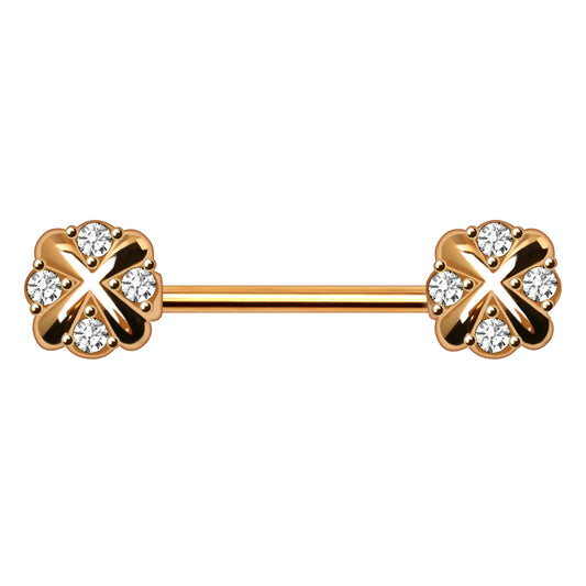 Gold Plated Jeweled Cross X Nipple Bar Nipple Ring Skin Metals