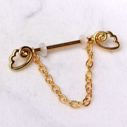 Gold Plated Chained Wing Nipple Shield Nipple Ring Skin Metals