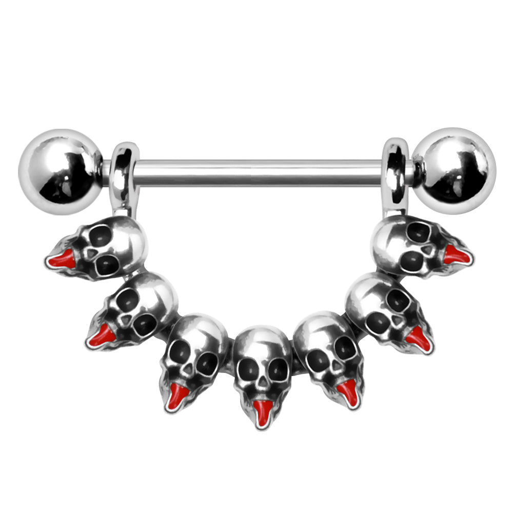 316L Stainless Steel Tongue Out Skull Nipple Ring Nipple Ring Skin Metals