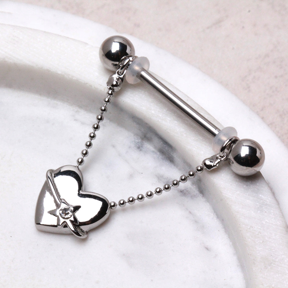 316L Stainless Steel Dangling Heart Nipple Shield Nipple Ring Skin Metals