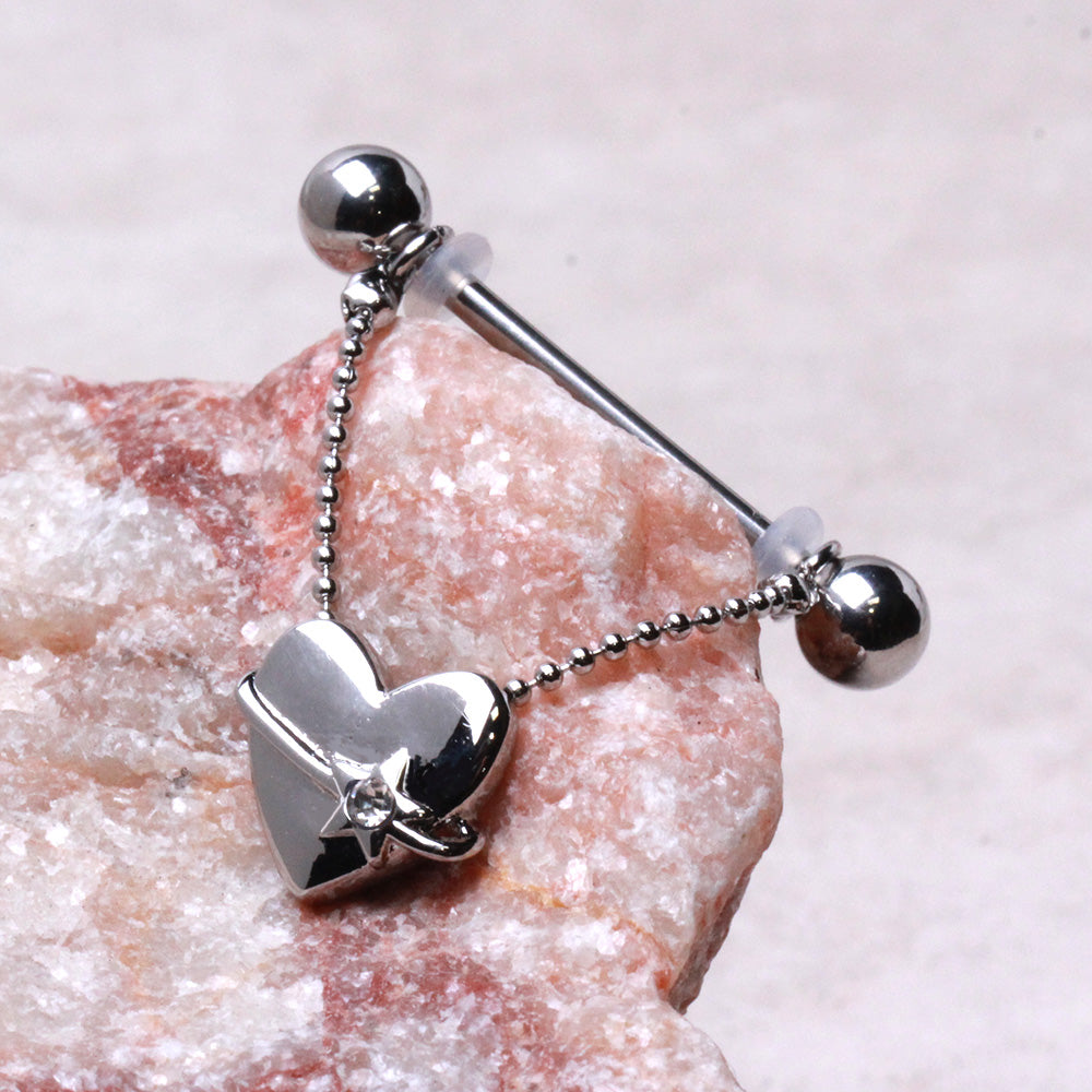316L Stainless Steel Dangling Heart Nipple Shield Nipple Ring Skin Metals