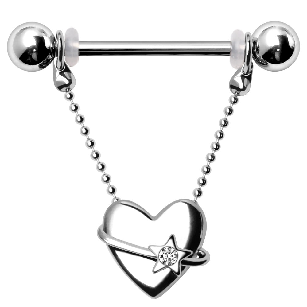 316L Stainless Steel Dangling Heart Nipple Shield Nipple Ring Skin Metals