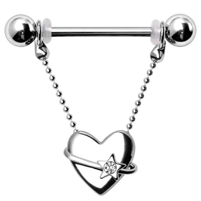 316L Stainless Steel Dangling Heart Nipple Shield Nipple Ring Skin Metals