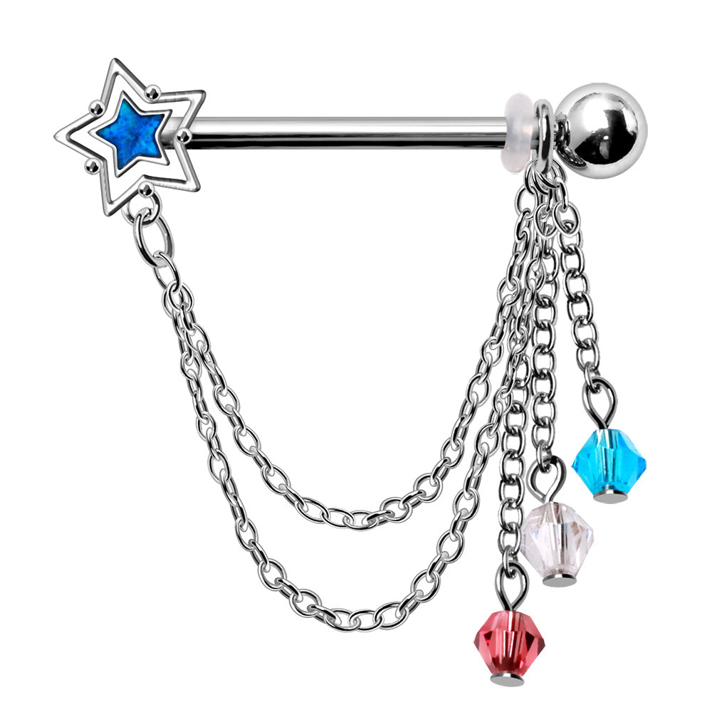 316L Stainless Steel Star & Beads Nipple Shield Nipple Ring Skin Metals