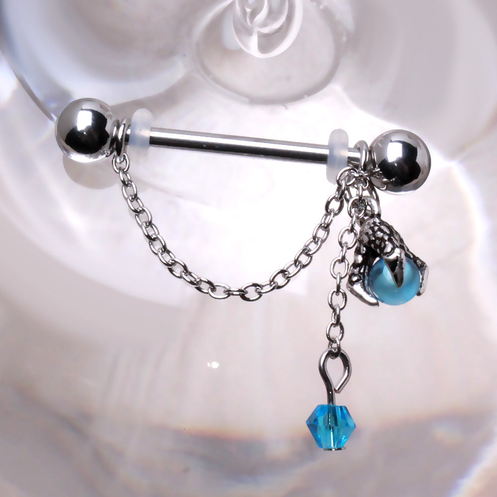 316L Stainless Steel Dragon Claw Orb Chained Nipple Shield Nipple Ring Skin Metals
