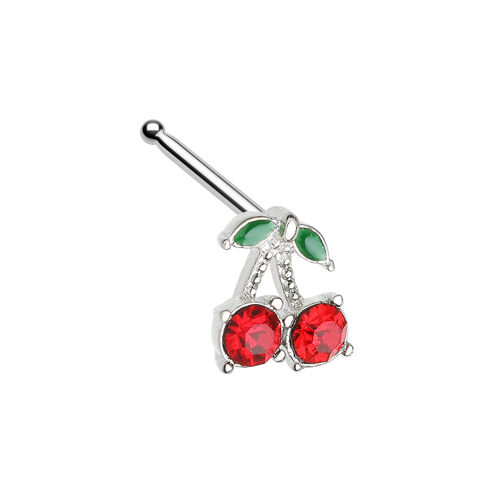 CZ Cherry Cherries Bling Gem Nose Stud Ring Nose Ring Skin Metals