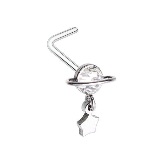 Celestial Planet Star Dangle L-Shaped Nose Ring Nose Ring Impulse Piercings