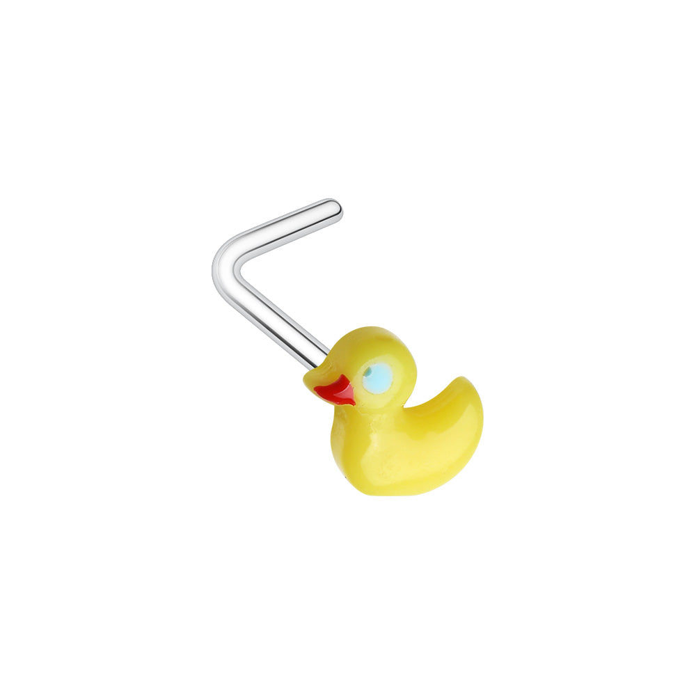 Yellow Rubber Ducky L-Shaped Nose Ring Nose Ring Impulse Piercings