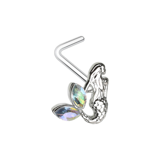 Mermaid Under the Sea L-Shape Nose Ring Nose Ring Skin Metals