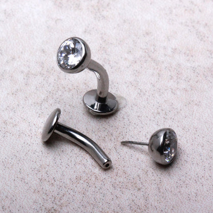316L Stainless Steel Push-In Press Fit CZ Floating Navel Ring Navel Ring Skin Metals