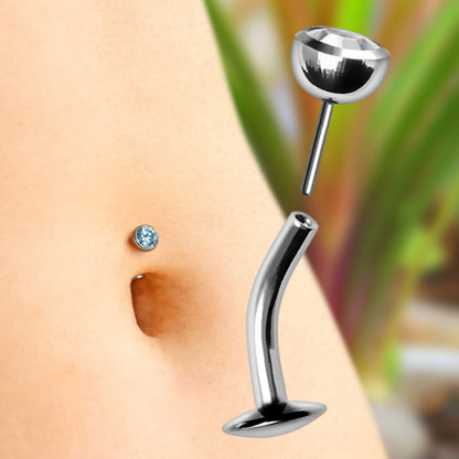 316L Stainless Steel Push-In Press Fit CZ Floating Navel Ring Navel Ring Skin Metals
