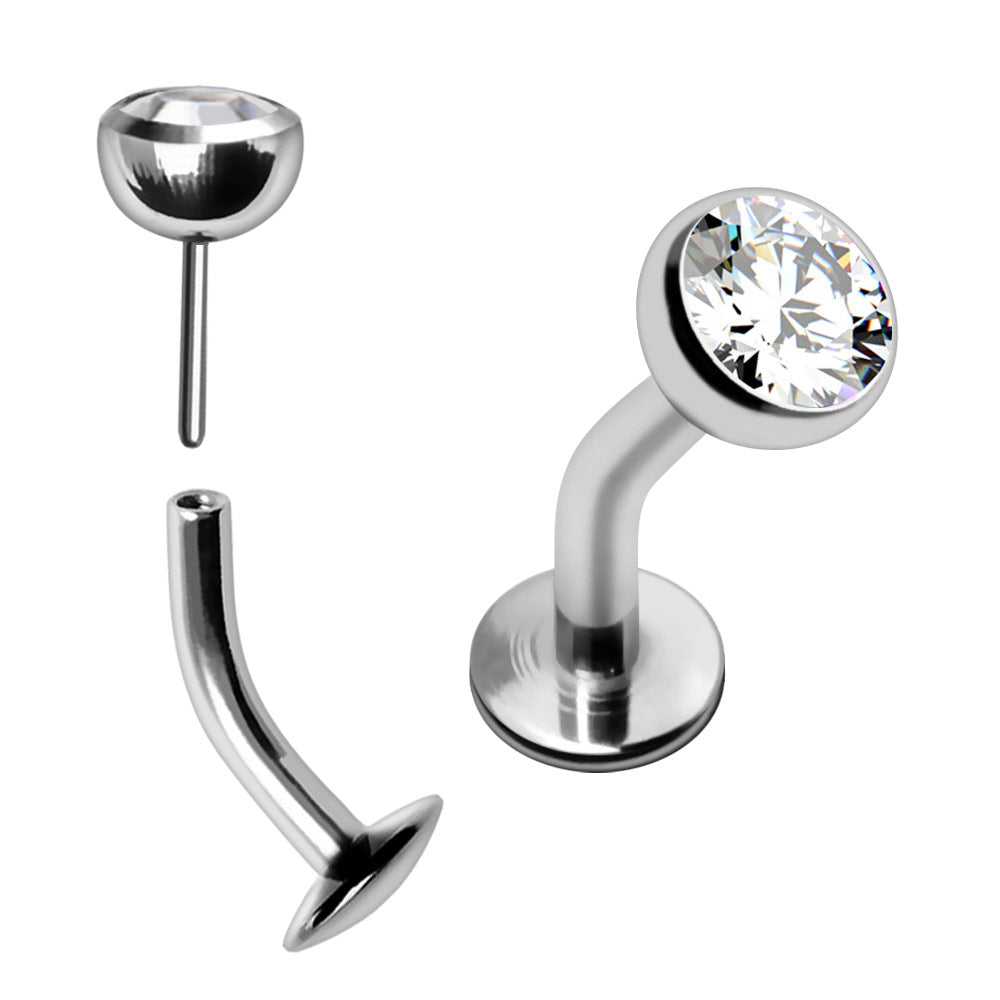 316L Stainless Steel Push-In Press Fit CZ Floating Navel Ring Navel Ring Skin Metals