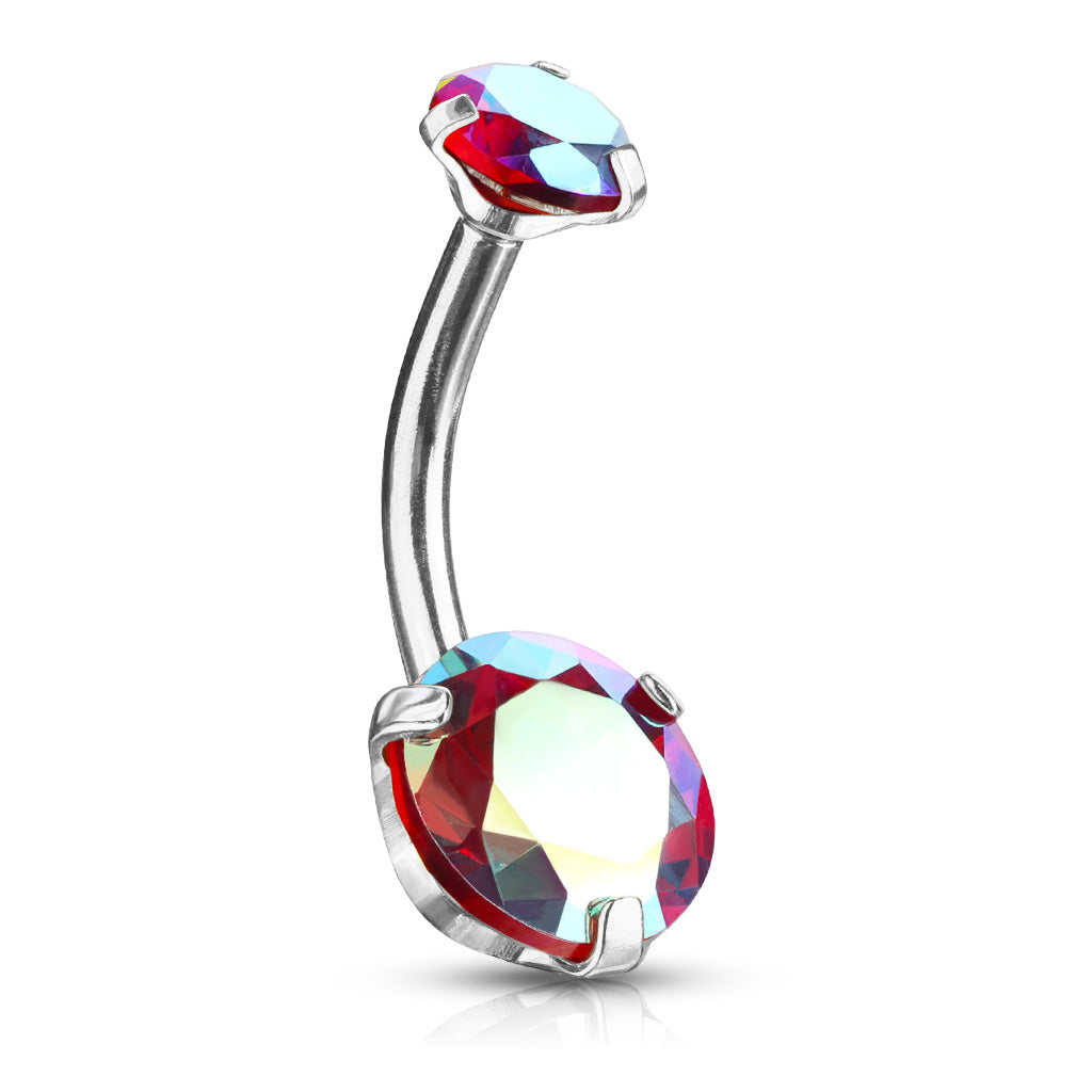 Round AB Zircon Prong Set Internally Threaded Top Surgical Steel Belly Button Rings Belly Button Ring Skin Metals