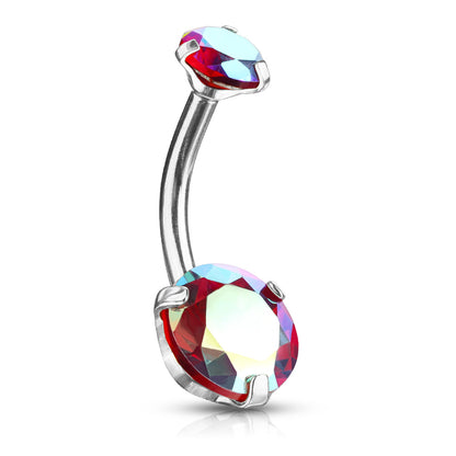 Round AB Zircon Prong Set Internally Threaded Top Surgical Steel Belly Button Rings Belly Button Ring Skin Metals