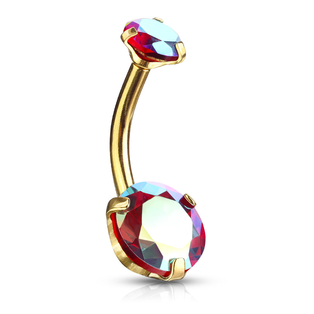 Round AB Zircon Prong Set Internally Threaded Top Surgical Steel Belly Button Rings Belly Button Ring Skin Metals