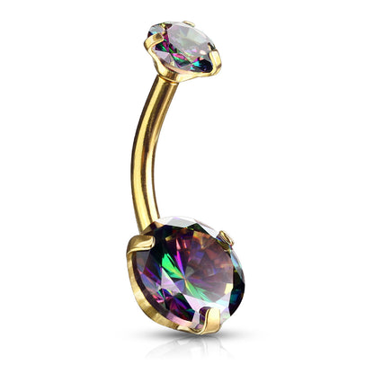 Round AB Zircon Prong Set Internally Threaded Top Surgical Steel Belly Button Rings Belly Button Ring Skin Metals