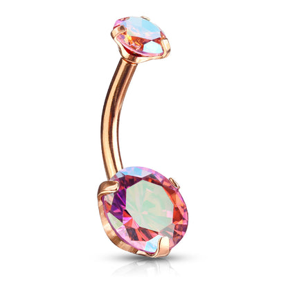 Round AB Zircon Prong Set Internally Threaded Top Surgical Steel Belly Button Rings Belly Button Ring Skin Metals
