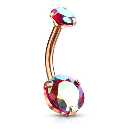 Round AB Zircon Prong Set Internally Threaded Top Surgical Steel Belly Button Rings Belly Button Ring Skin Metals