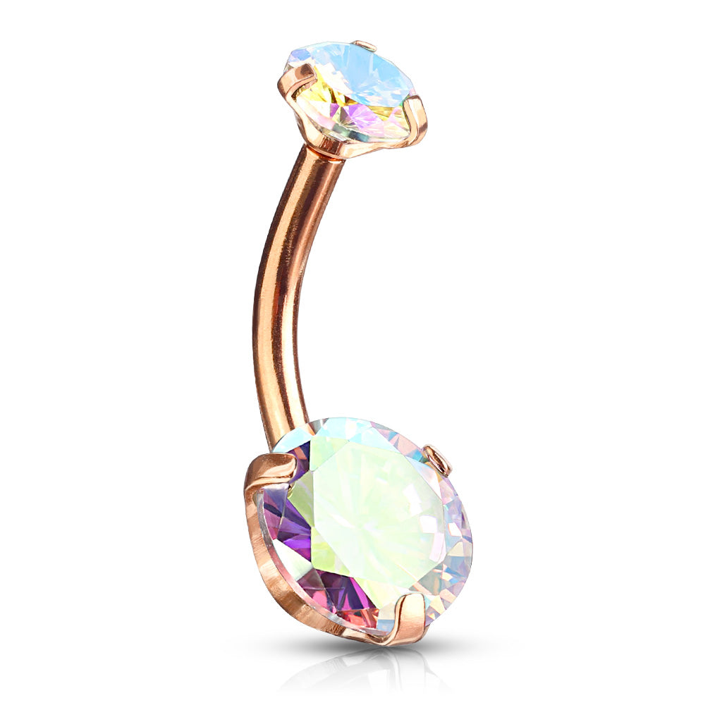 Round AB Zircon Prong Set Internally Threaded Top Surgical Steel Belly Button Rings Belly Button Ring Skin Metals