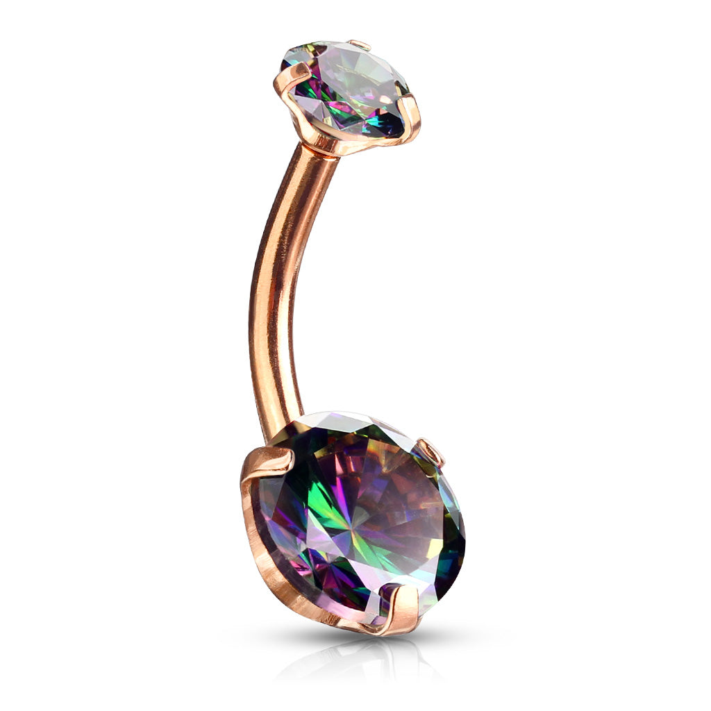 Round AB Zircon Prong Set Internally Threaded Top Surgical Steel Belly Button Rings Belly Button Ring Skin Metals