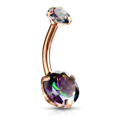 Round AB Zircon Prong Set Internally Threaded Top Surgical Steel Belly Button Rings Belly Button Ring Skin Metals