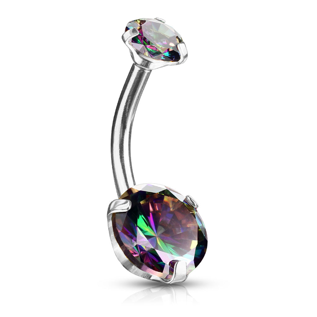 Round AB Zircon Prong Set Internally Threaded Top Surgical Steel Belly Button Rings Belly Button Ring Skin Metals