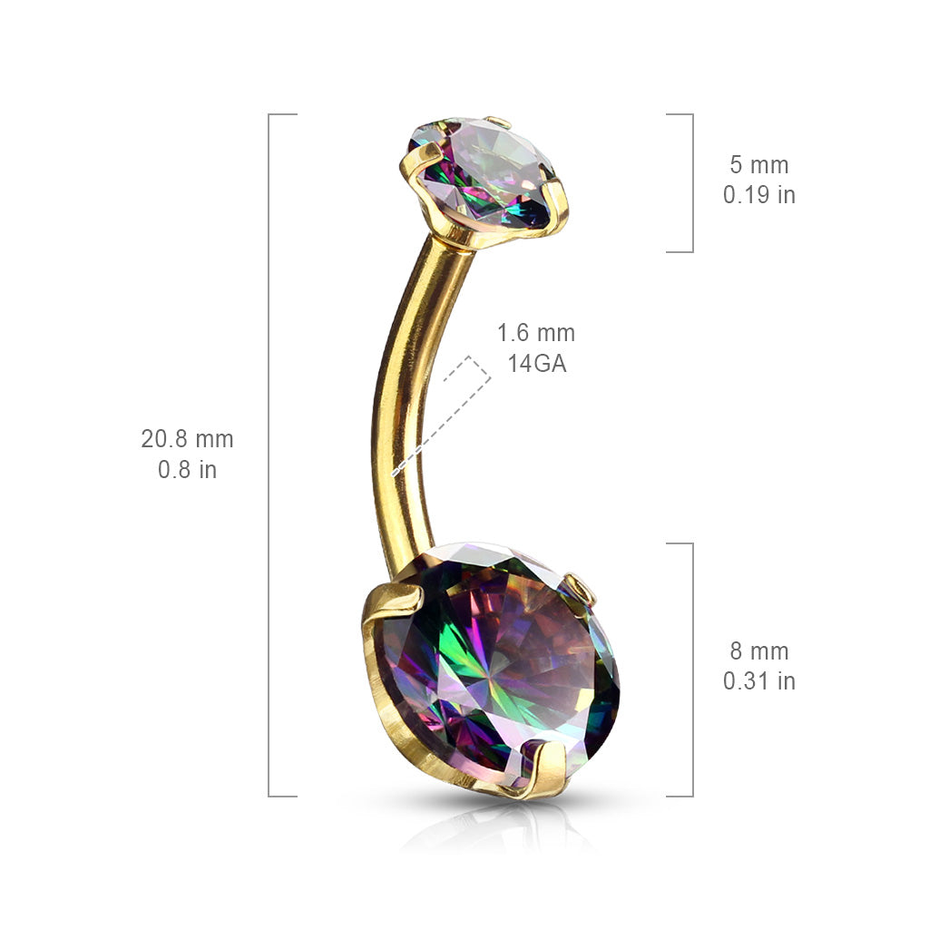 Round AB Zircon Prong Set Internally Threaded Top Surgical Steel Belly Button Rings Belly Button Ring Skin Metals