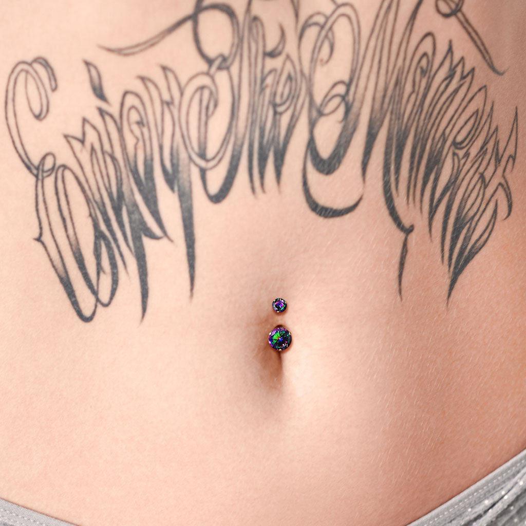 Round AB Zircon Prong Set Internally Threaded Top Surgical Steel Belly Button Rings Belly Button Ring Skin Metals