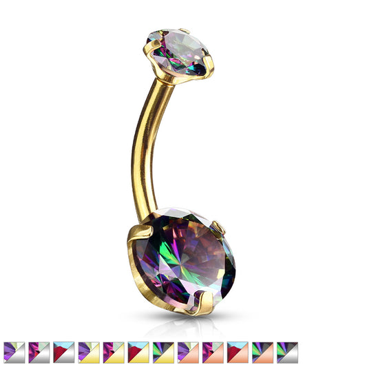 Round AB Zircon Prong Set Internally Threaded Top Surgical Steel Belly Button Rings Belly Button Ring Skin Metals