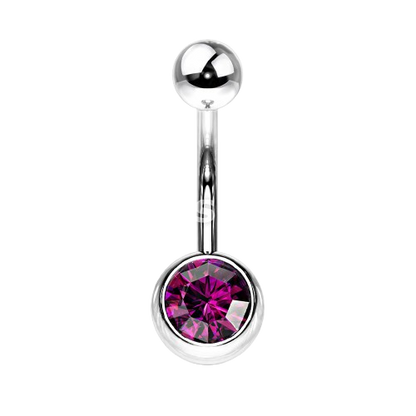 Press Fit Gem on 8mm Ball 316L Surgical Stainless Steel Navel Ring Belly Button Ring Skin Metals