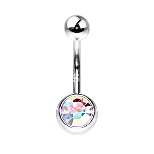 Press Fit Gem on 8mm Ball 316L Surgical Stainless Steel Navel Ring Belly Button Ring Skin Metals