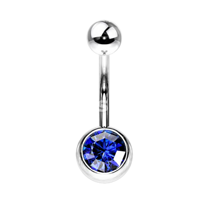 Press Fit Gem on 8mm Ball 316L Surgical Stainless Steel Navel Ring Belly Button Ring Skin Metals