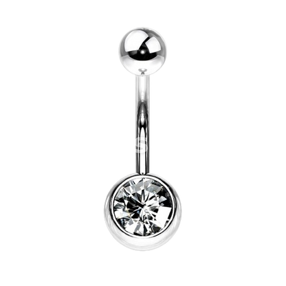 Press Fit Gem on 8mm Ball 316L Surgical Stainless Steel Navel Ring Belly Button Ring Skin Metals