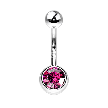 Press Fit Gem on 8mm Ball 316L Surgical Stainless Steel Navel Ring Belly Button Ring Skin Metals