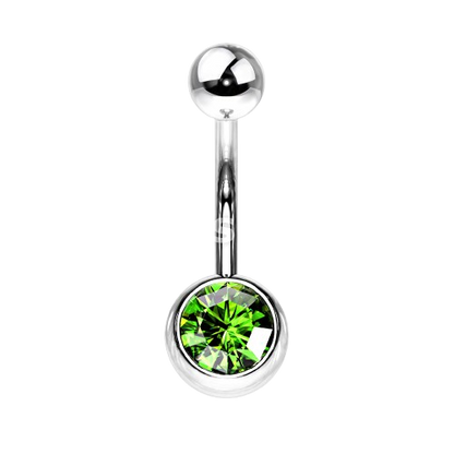 Press Fit Gem on 8mm Ball 316L Surgical Stainless Steel Navel Ring Belly Button Ring Skin Metals