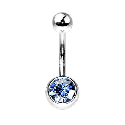 Press Fit Gem on 8mm Ball 316L Surgical Stainless Steel Navel Ring Belly Button Ring Skin Metals