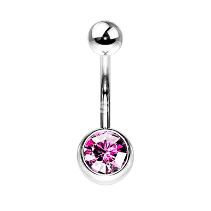 Press Fit Gem on 8mm Ball 316L Surgical Stainless Steel Navel Ring Belly Button Ring Skin Metals